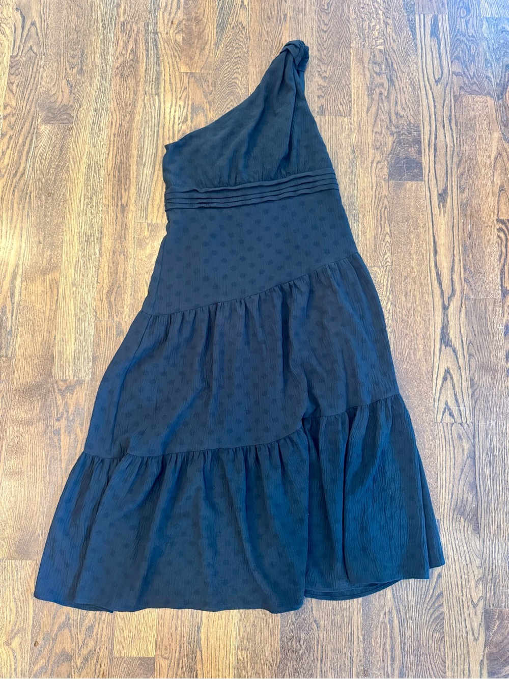Black One Strap Mid Length Dress